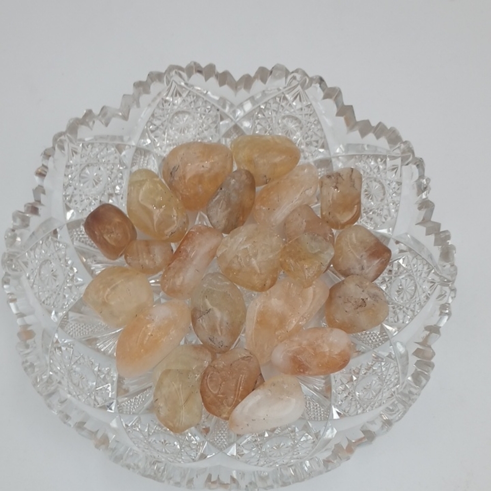 1 Natural Rainbow Citrine Quartz Tumbled Pocket Stones
